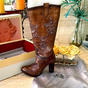 Mark Nason GOLDIE dark brown leather Italian Size 8.5 boots 👢 ❤️🔥 rare